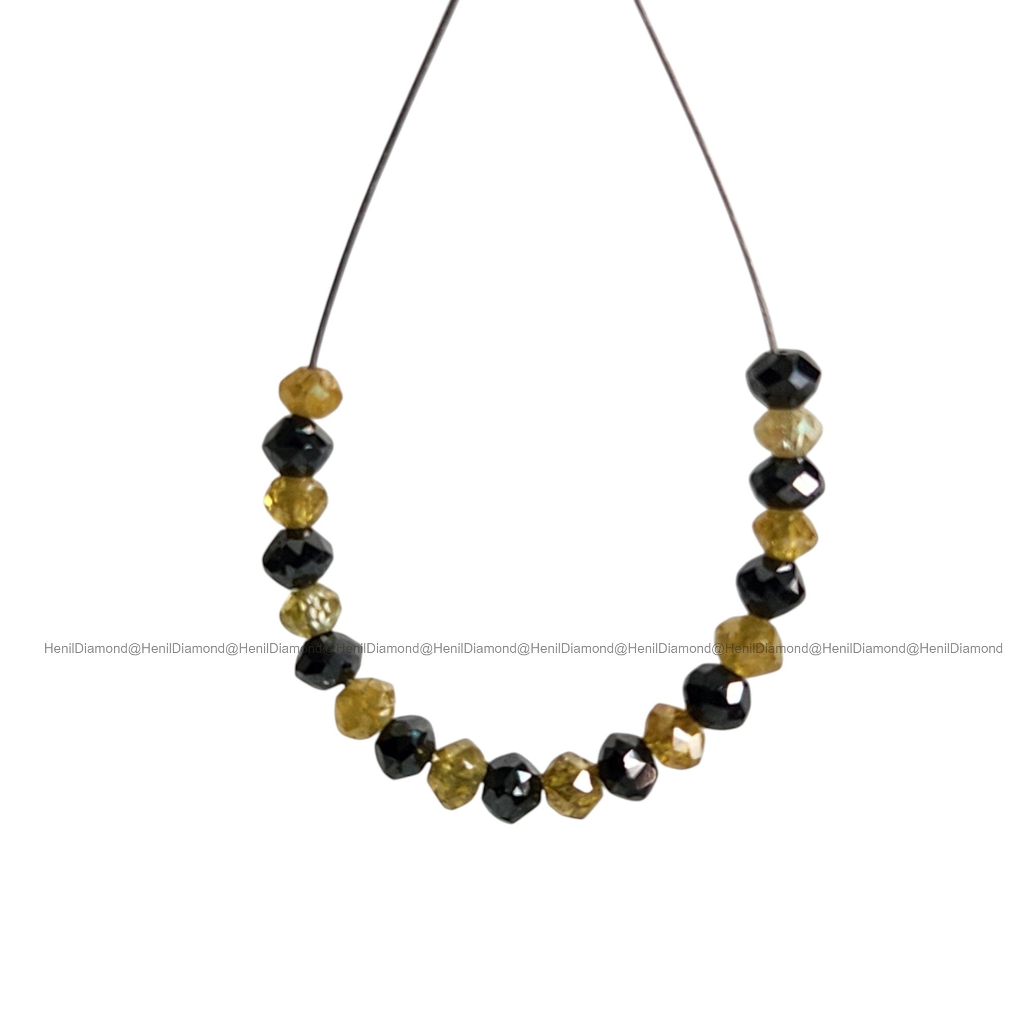 1.04 Ct Lot 1.50 to 2.00 MM Natural Yellow Black Polished Round Loose Diamonds Beads wt Drilled Hole for Strand