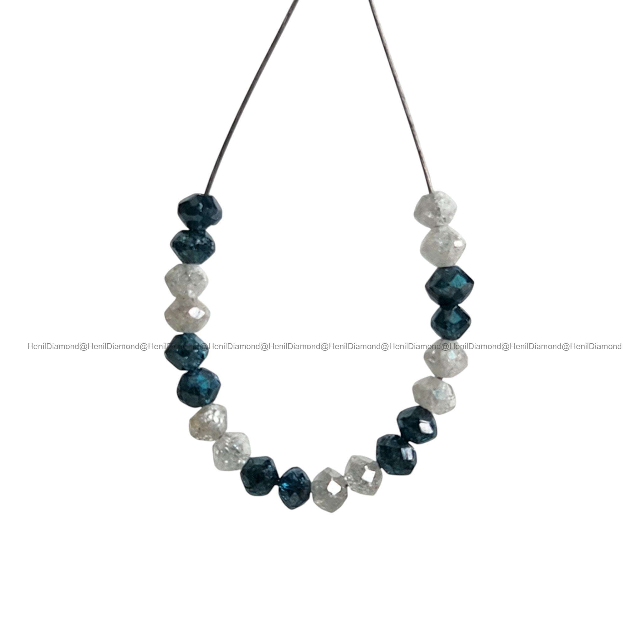 1.04 Ct Lot 1.50 to 2.00 MM Natural Blue White Polished Round Loose Diamonds Beads wt Drilled Hole for Bracelet