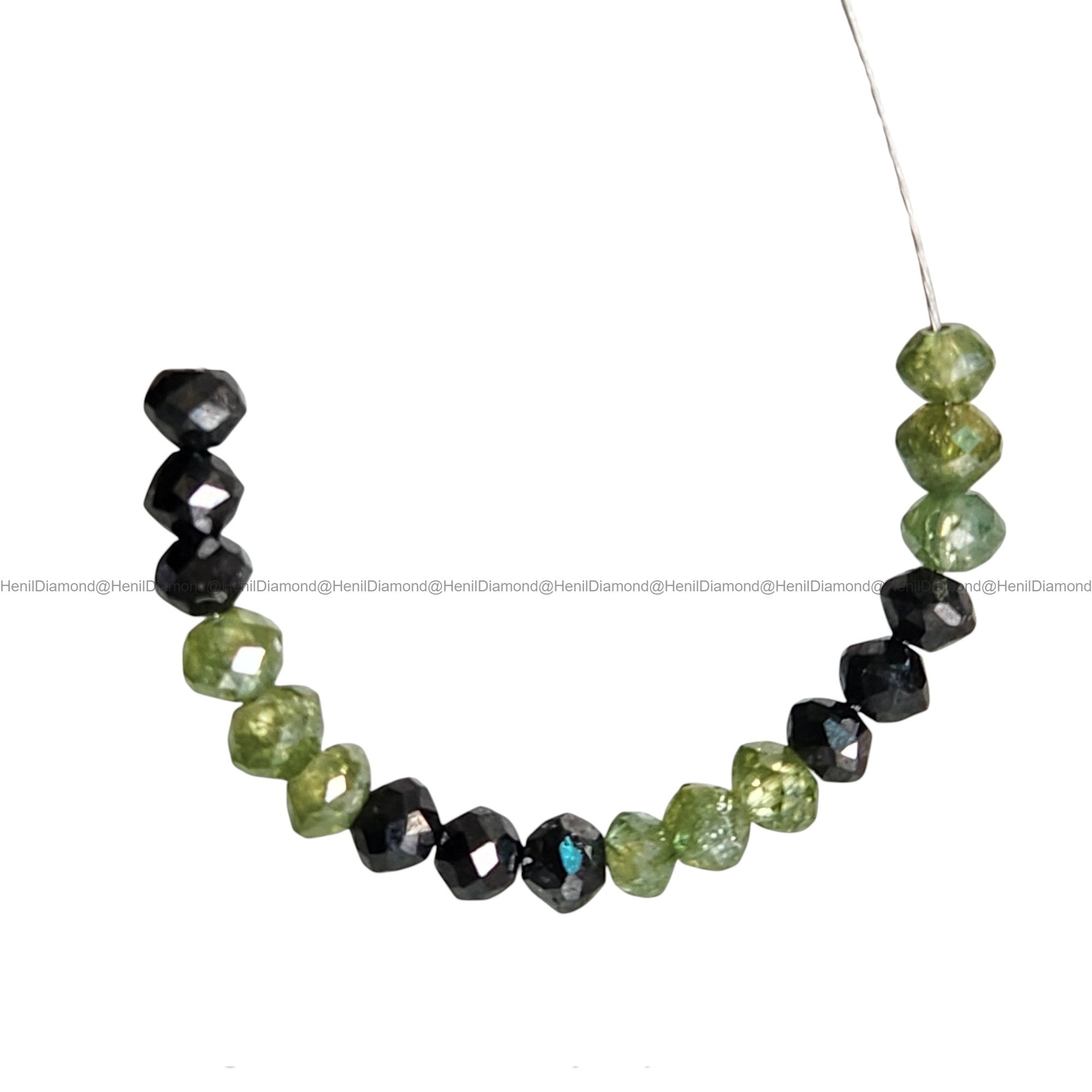 1.04 Ct Lot 1.50 to 2.00 MM Natural Green Black Color Polished Round Loose Diamonds Beads wt Drilled Hole for Chain