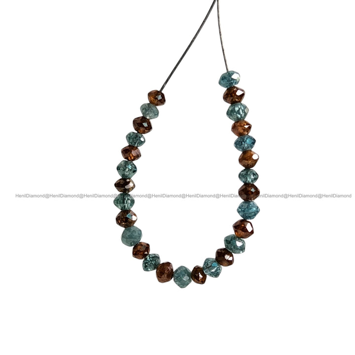 1.05 Ct Lot 1.50 to 2.00 MM Natural Blue Red Polished Round Loose Diamonds Beads wt Drilled Hole for Necklace
