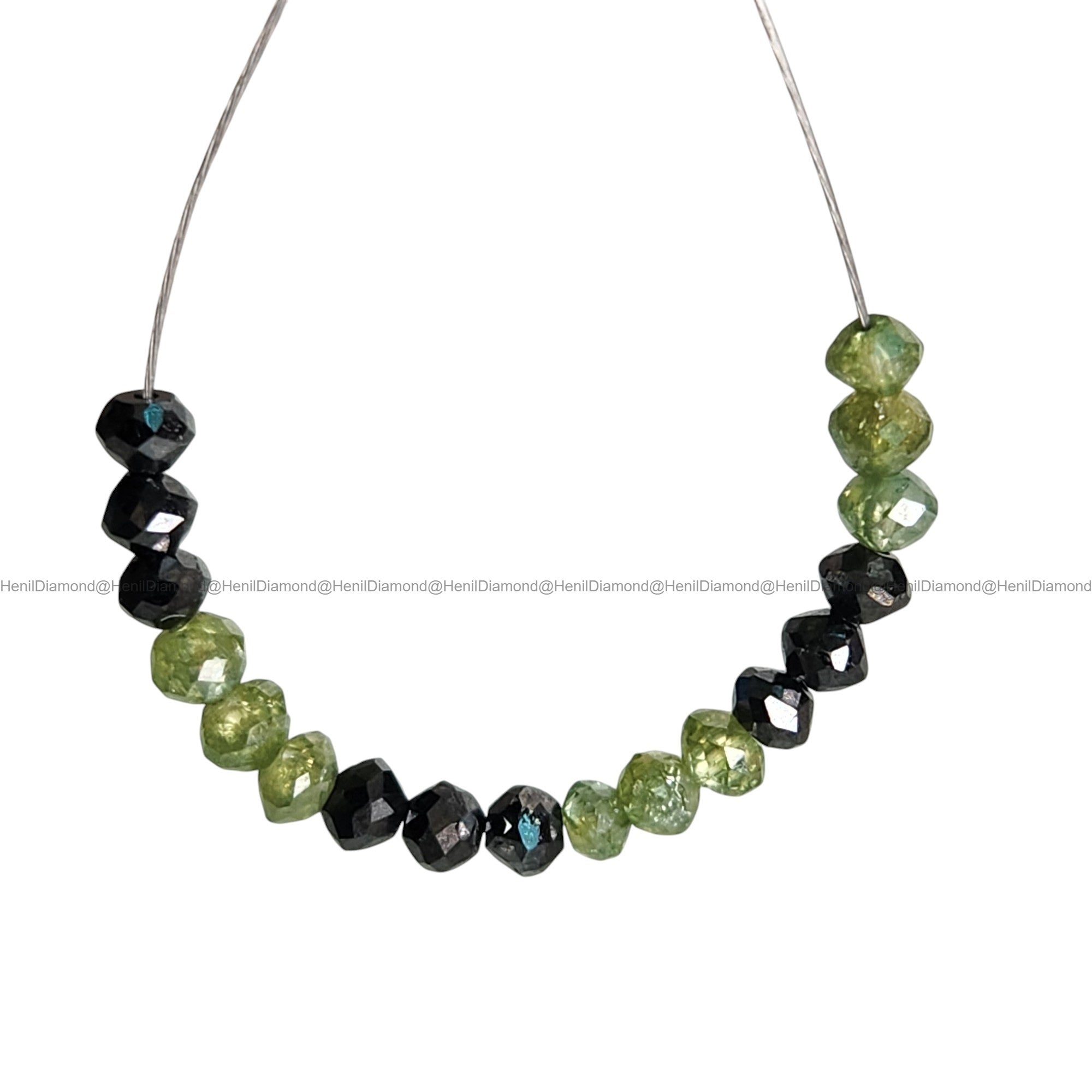 1.04 Ct Lot 1.50 to 2.00 MM Natural Green Black Color Polished Round Loose Diamonds Beads wt Drilled Hole for Chain