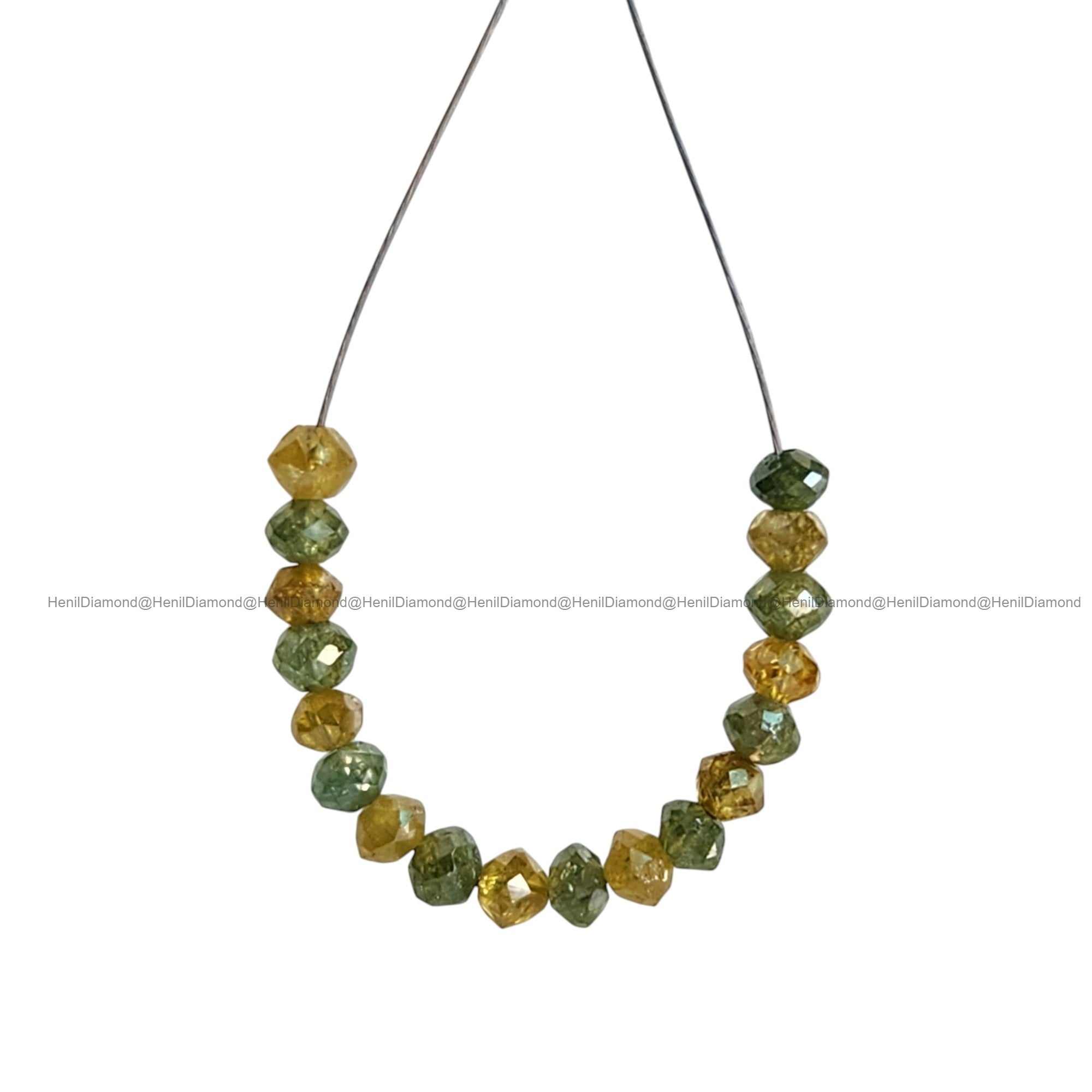 1.03 Ct Lot 1.50 to 2.00 MM Fancy Yellow Green Color Polished Round Loose Diamonds Beads wt Drilled Hole for String