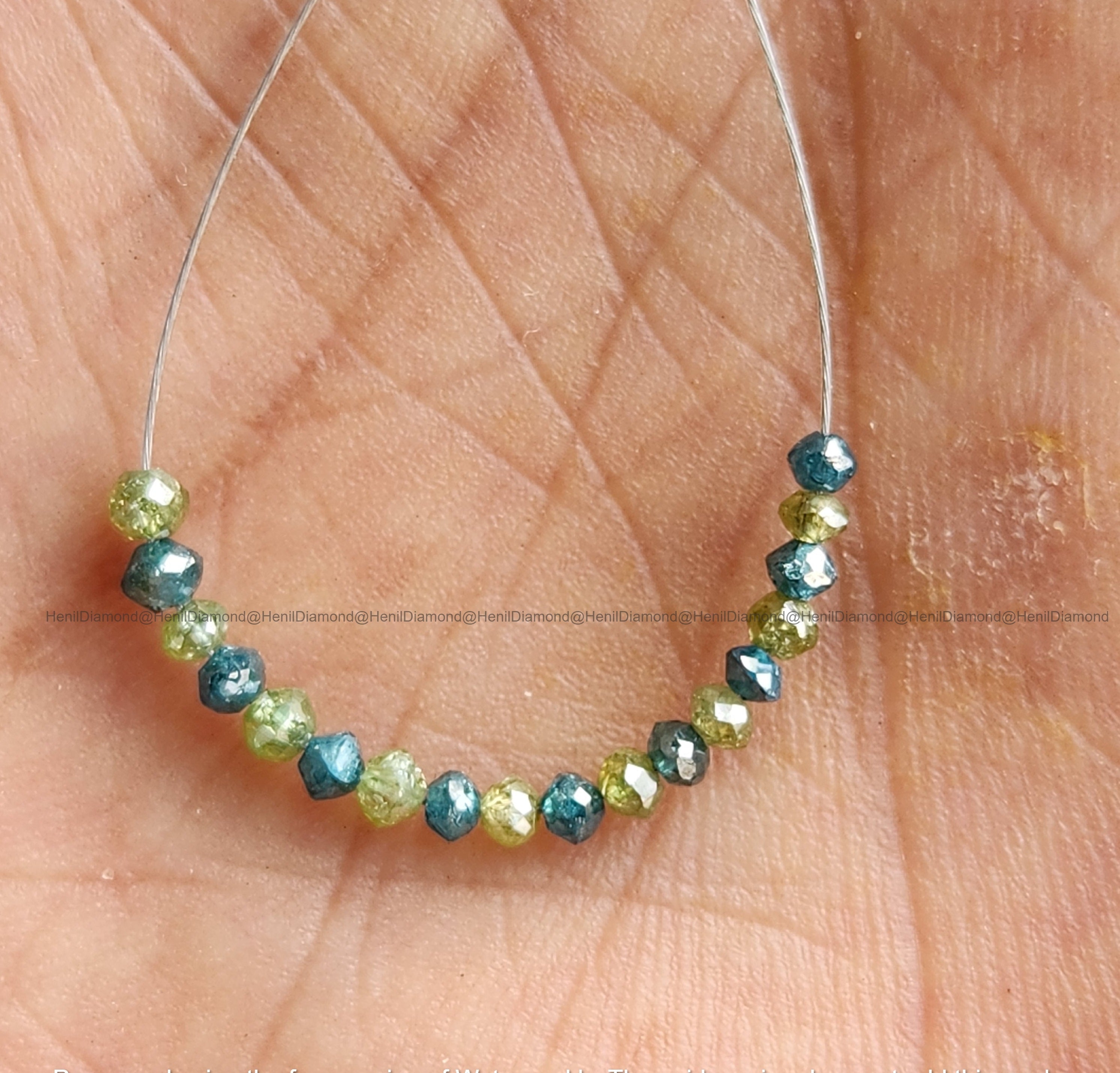 1.06 Ct Lot 1.50 to 2.00 MM Natural Green Blue Polished Round Loose Diamonds Beads wt Drilled Hole for Strand