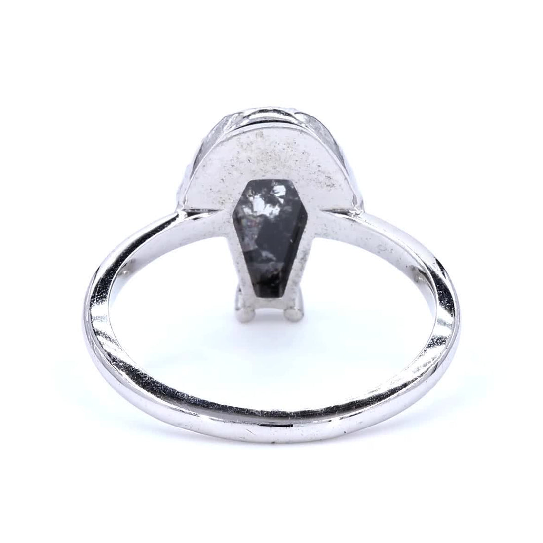 Salt and Pepper Diamond Ring, Natural Coffin Gray Diamond Wedding Ring, 14k Solid Gold Wedding Ring