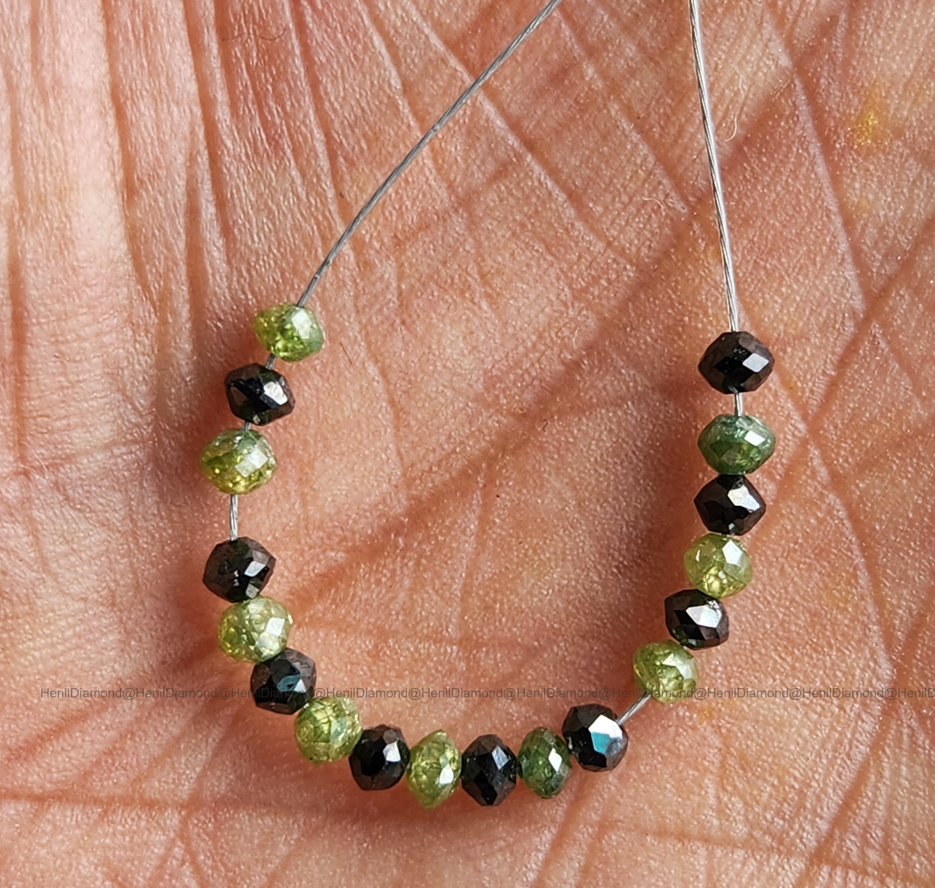 1.04 Ct Lot 1.50 to 2.00 MM Natural Green Black Polished Round Loose Diamonds Beads wt Drilled Hole for Making Jewelry