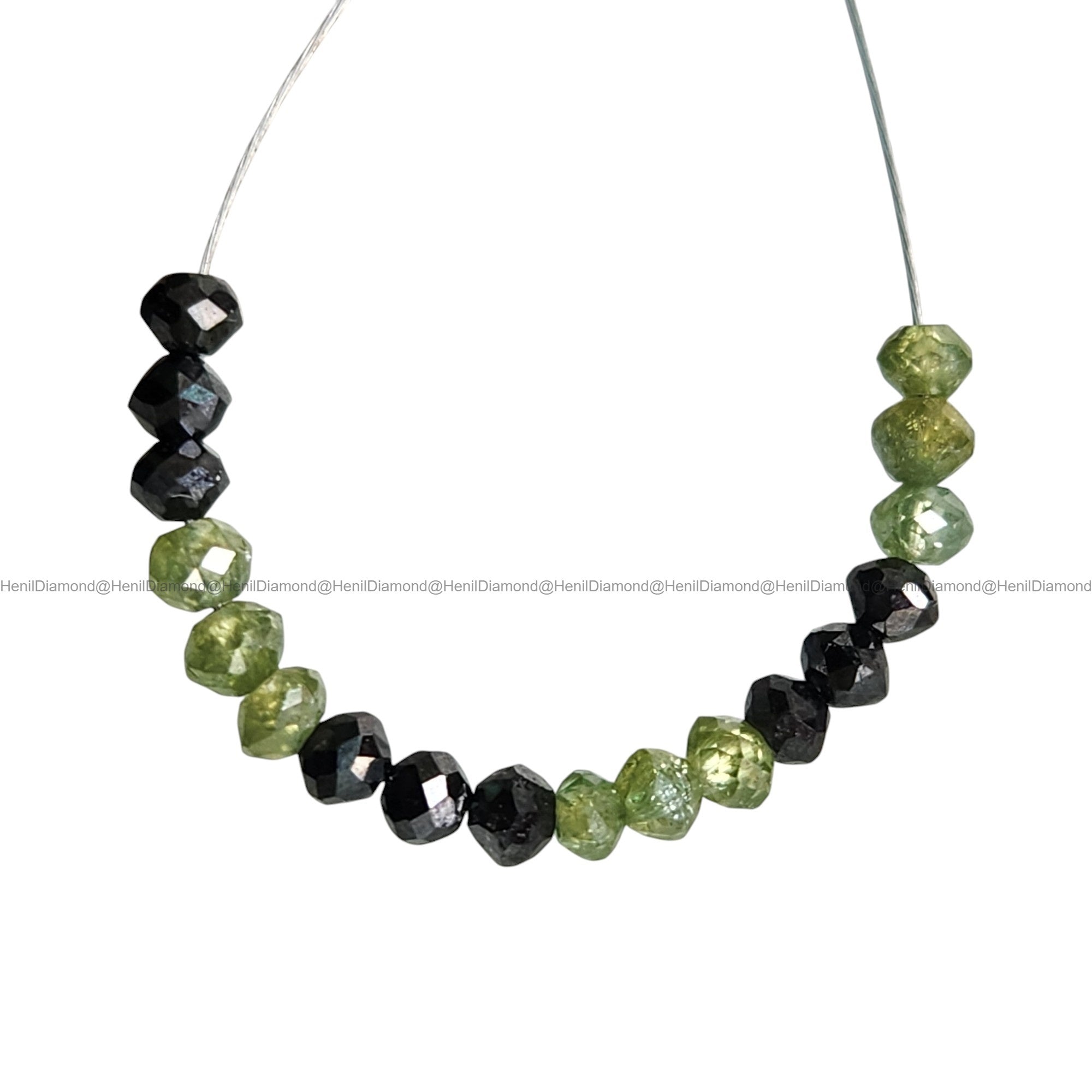 1.04 Ct Lot 1.50 to 2.00 MM Natural Green Black Color Polished Round Loose Diamonds Beads wt Drilled Hole for Chain