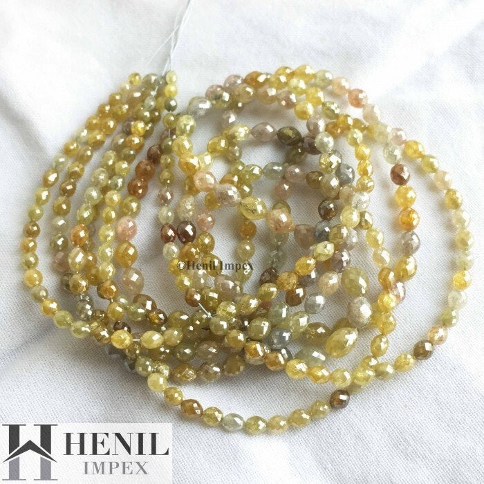30+ Ct Natural Multi Color Drums Loose Diamond Beads 16" Strand Necklace Chain with Clasp