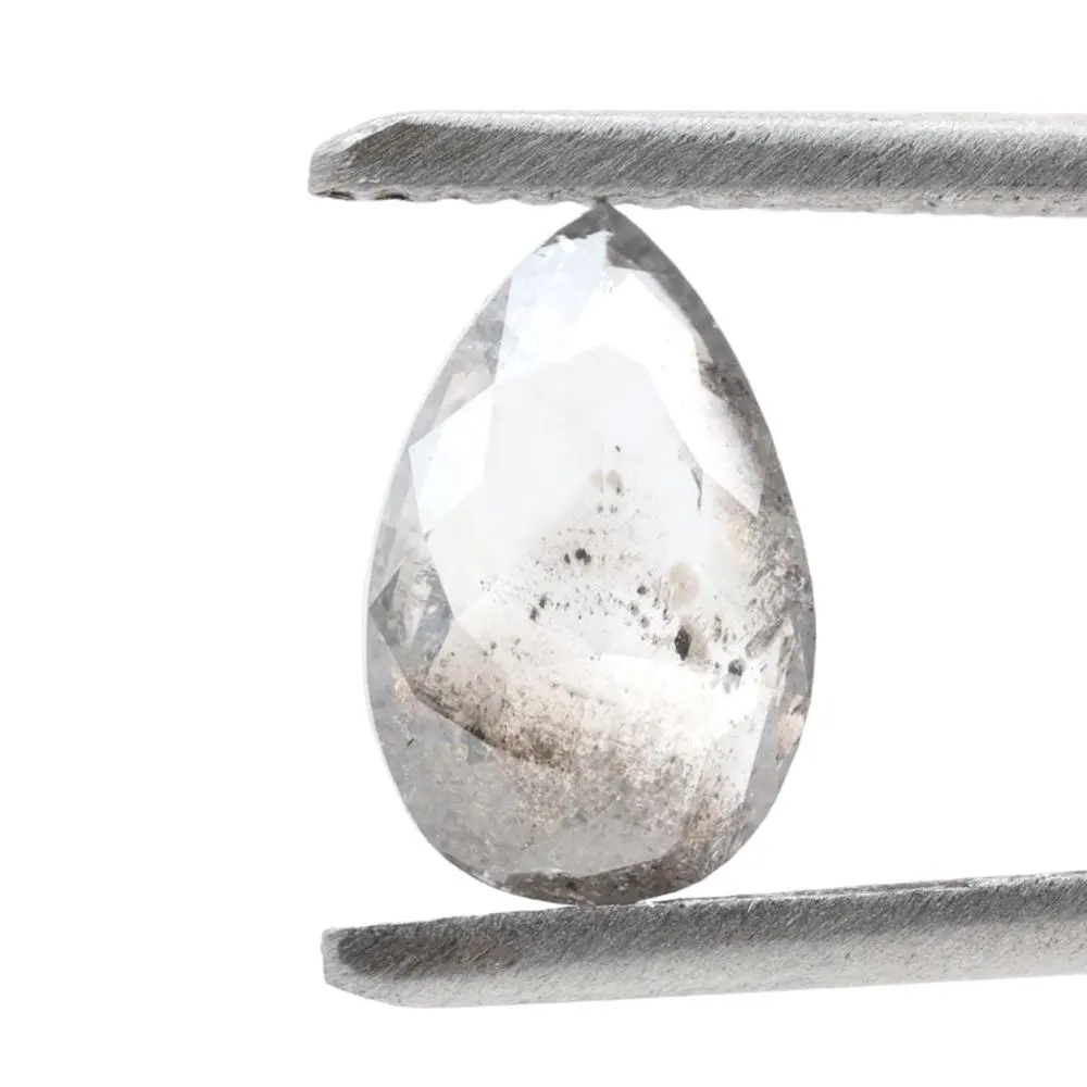 1.51 Ct Salt and Pepper Diamond, Natural Gray Color Pear Cut Loose Diamonds for Engagement Ring
