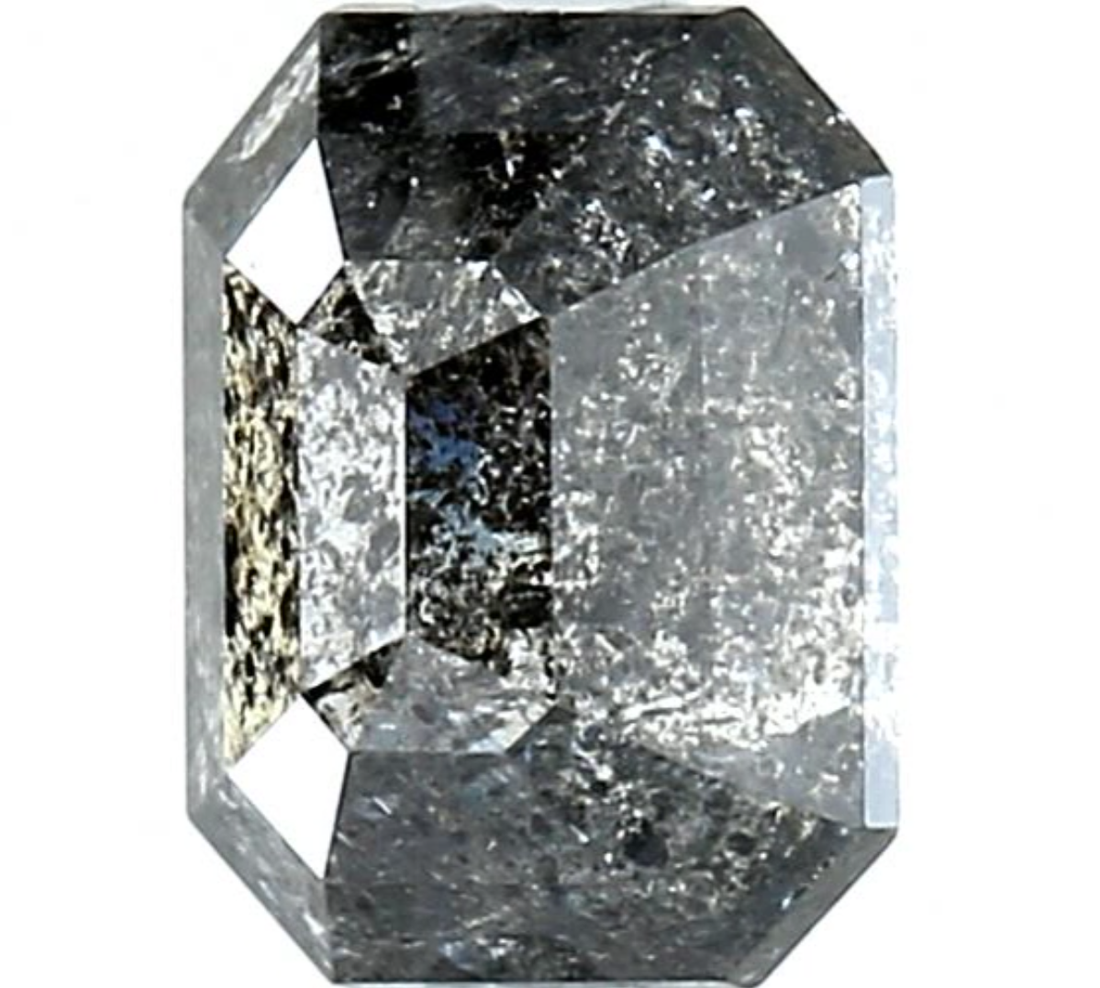 1.69 Ct Natural Salt and Pepper Diamond | Emerald Grey Galaxy Diamond for Custom Engagement Ring | Gray Earth Mined Unique Gift for Her