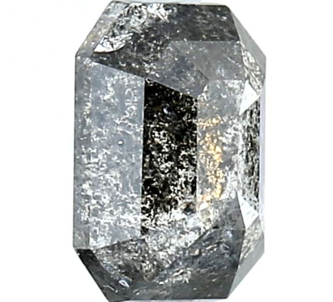 1.69 Ct Natural Salt and Pepper Diamond | Emerald Grey Galaxy Diamond for Custom Engagement Ring | Gray Earth Mined Unique Gift for Her