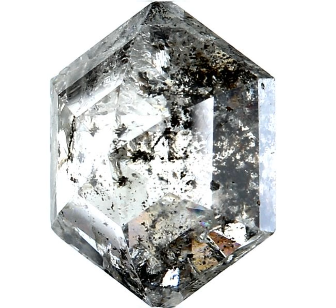Salt and Pepper Diamond, 3.11 Ct Natural Gray Color Hexagon Cut Loose Diamonds for Engagement Ring