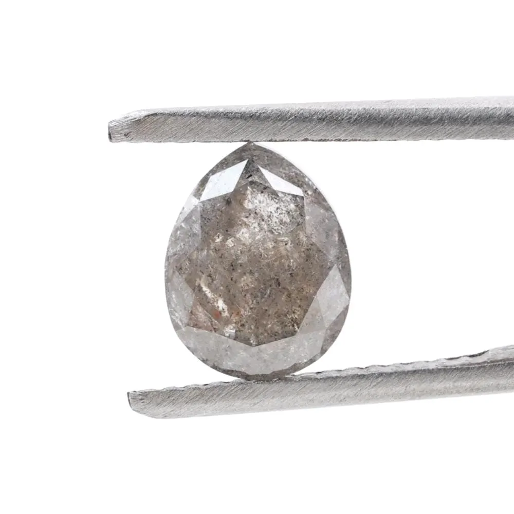 1.68 Ct Salt and Pepper Diamond, Natural Gray Color Pear Cut Loose Diamonds for Engagement Ring