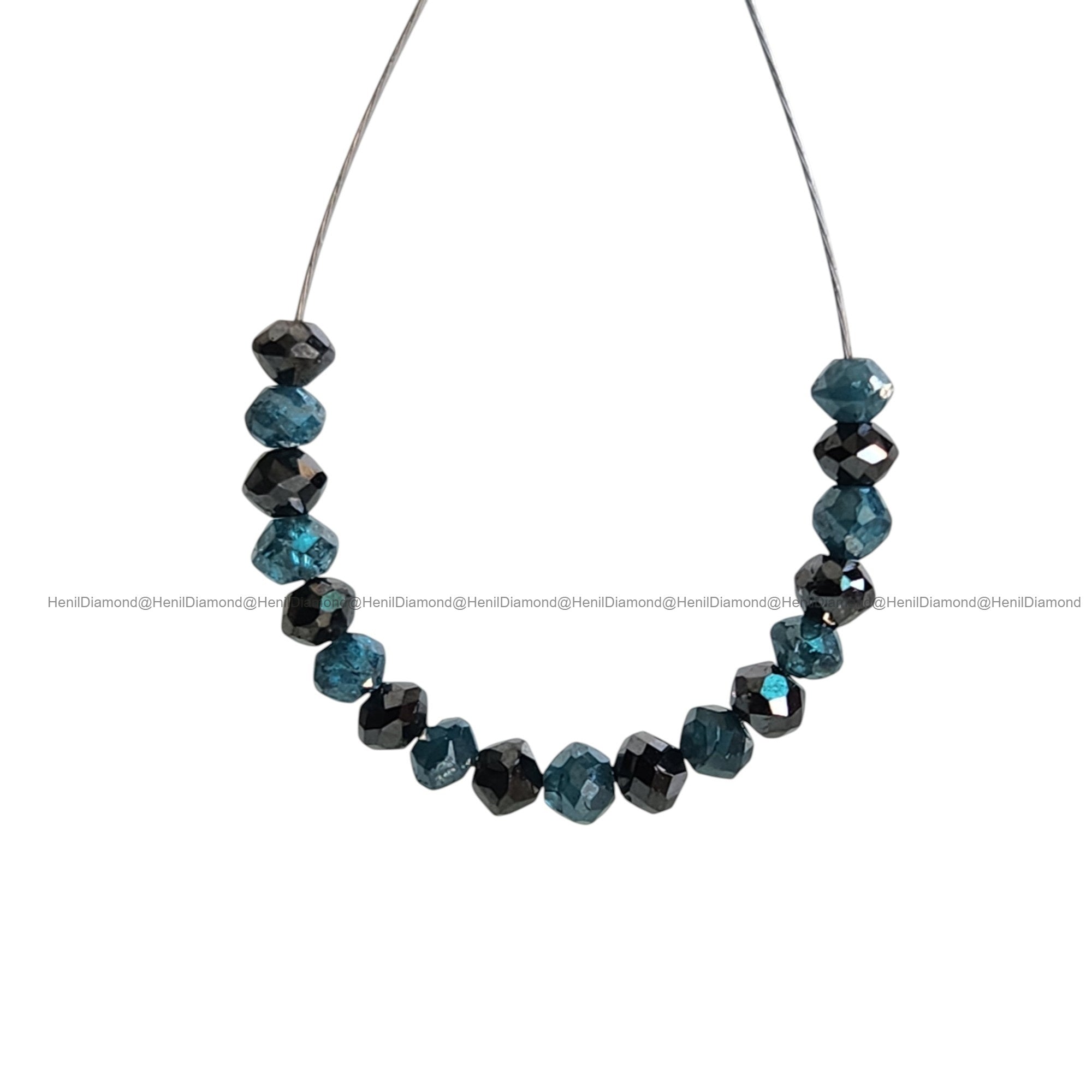 1.02 Ct Lot 1.50 to 2.00 MM Natural Blue Black Polished Round Loose Diamonds Beads wt Drilled Hole for String