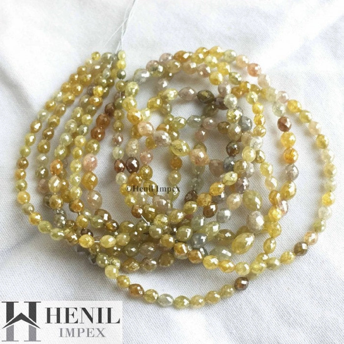 30+ Ct Natural Multi Color Drums Loose Diamond Beads 16" Strand Necklace Chain with Clasp