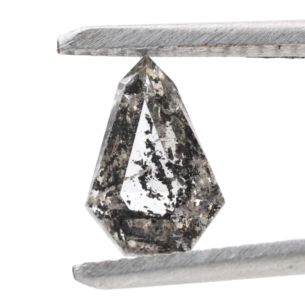 0.91 Ct Salt and Pepper Diamond, Natural Gray Shield Loose Diamonds for Engagement Ring