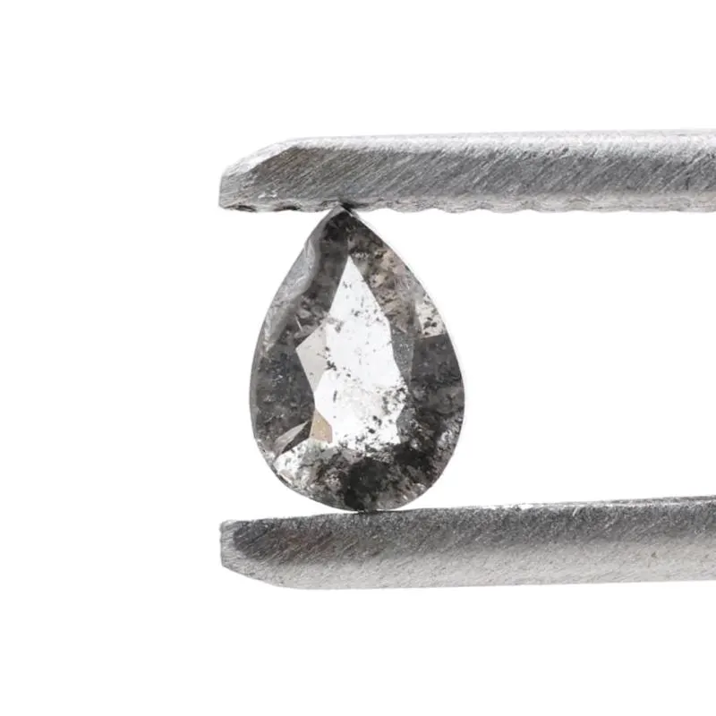 0.24 Ct Salt and Pepper Diamond, Natural Gray Color Pear Cut Loose Diamonds for Engagement Ring