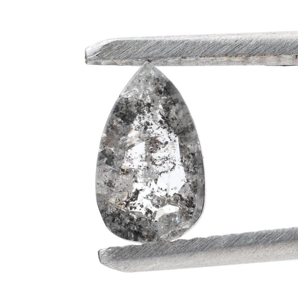 0.87 Ct Salt and Pepper Diamond, Natural Gray Color Pear Cut Loose Diamonds for Engagement Ring