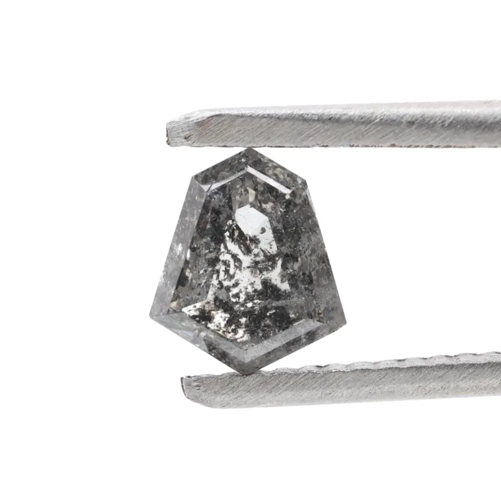 0.81 Ct Salt and Pepper Diamond, Natural Gray Shield Loose Diamonds for Engagement Ring