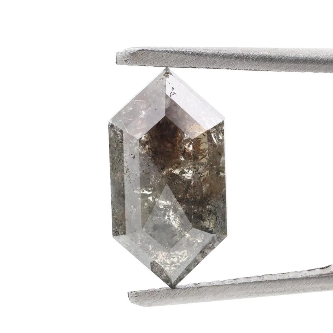 3.12 Ct Salt and Pepper Diamond, Natural Gray Hexagon Cut Loose Diamonds for Engagement Ring