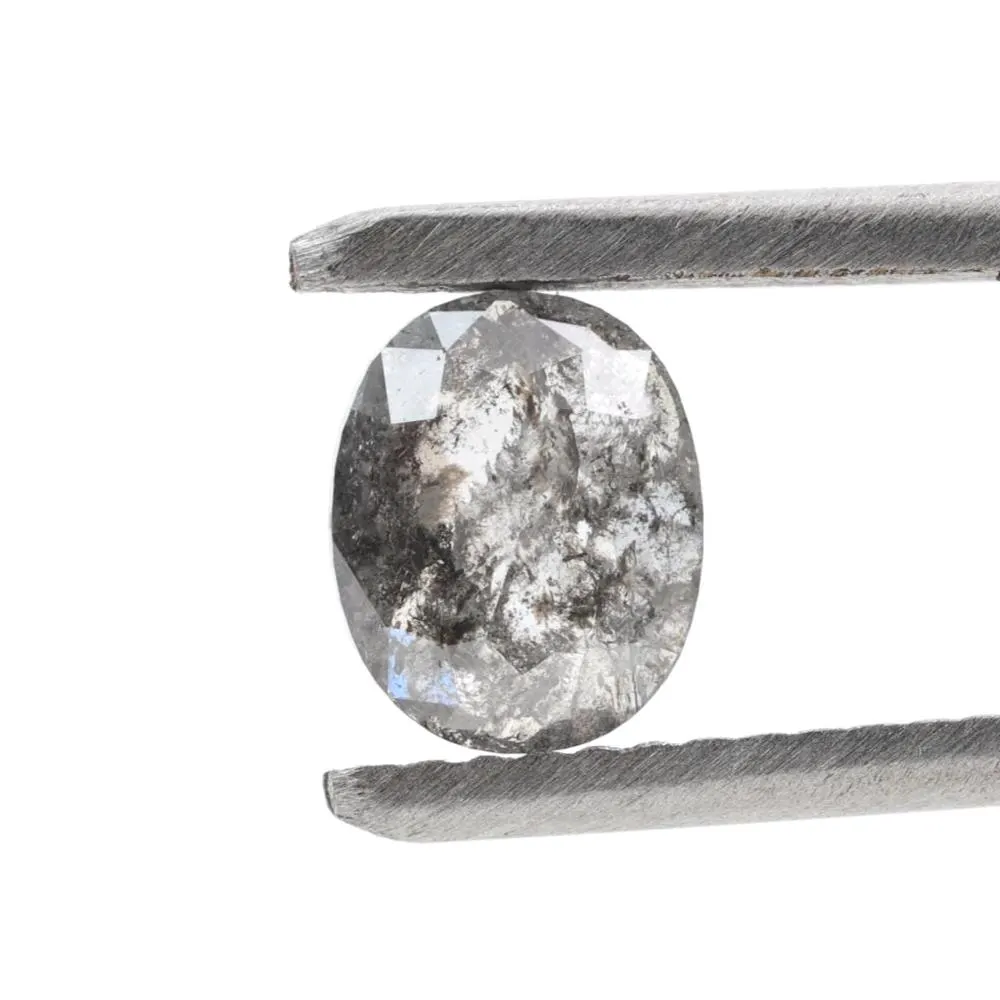 0.85 Ct Salt and Pepper Diamond, Natural Gray Smokey Oval Loose Diamonds for Minimalist Engagement Ring