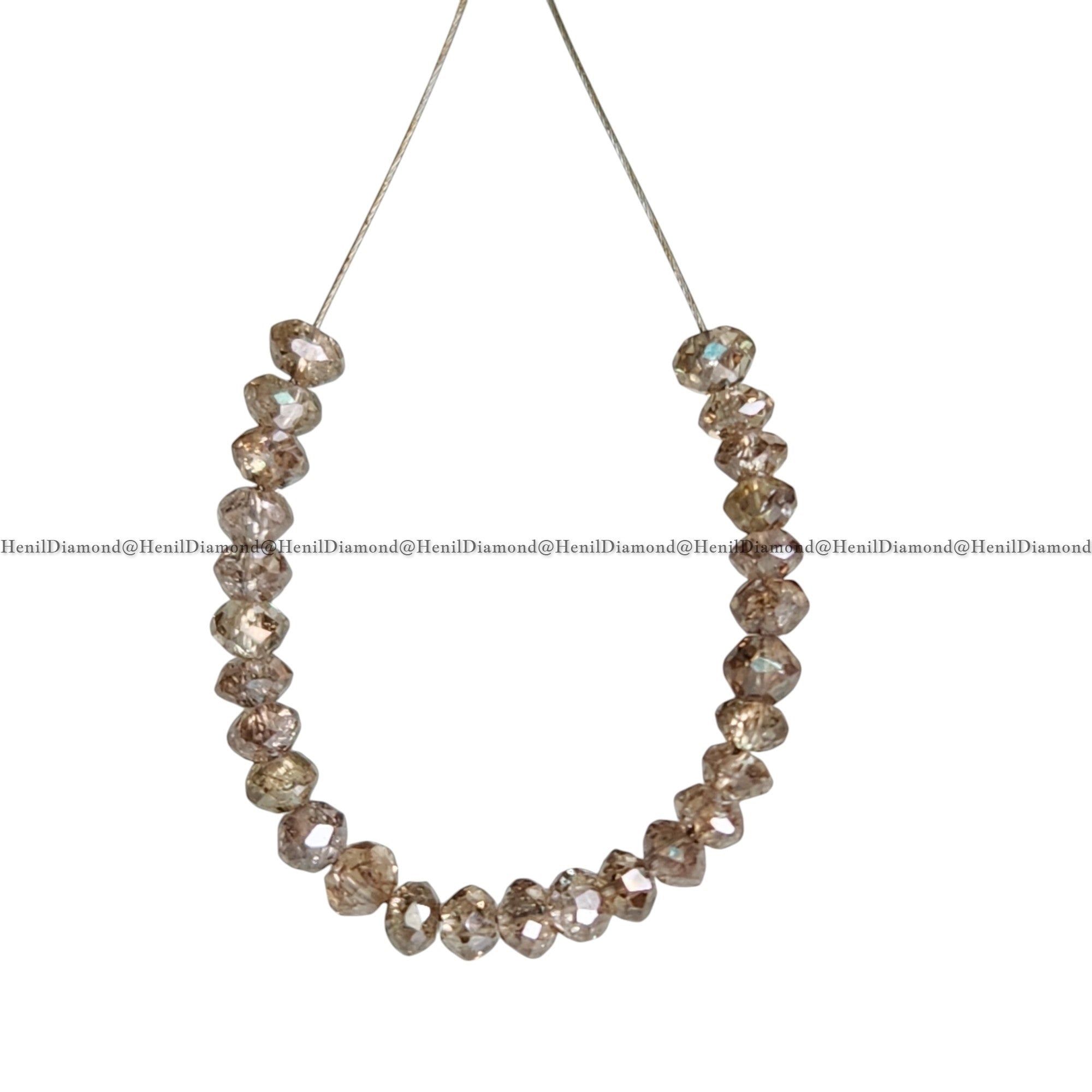 1.02 Ct 1.50-2.00 MM Natural Brown Round Diamond Beads with Drilled Hole for Necklace Strand