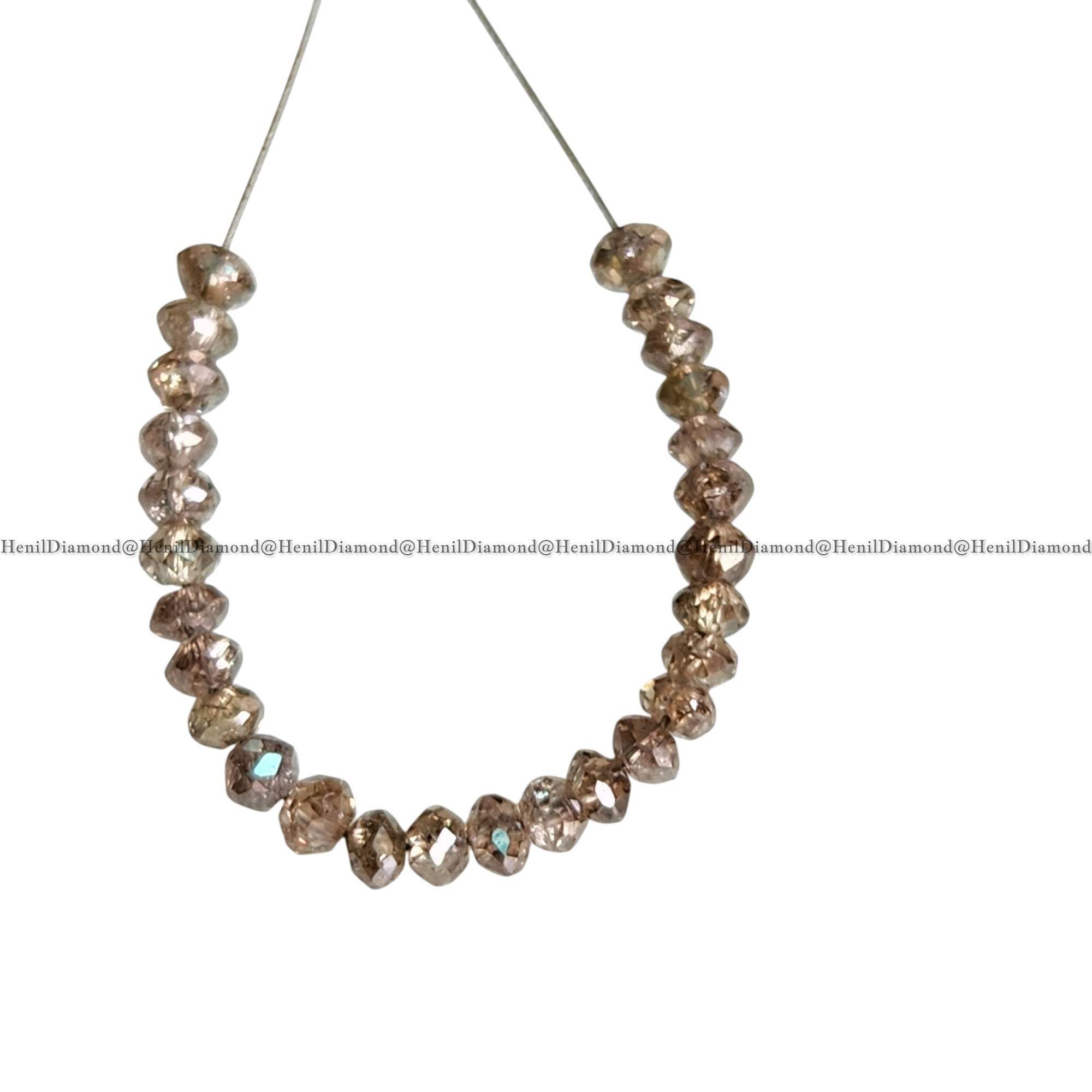 1.02 Ct 1.50-2.00 MM Natural Brown Round Diamond Beads with Drilled Hole for Necklace Strand