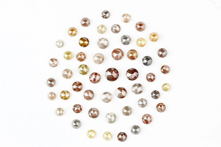 1.00 Ct 2.00-3.00 MM Natural Multi Color Round Rose Cut Loose Diamond for Jewelry