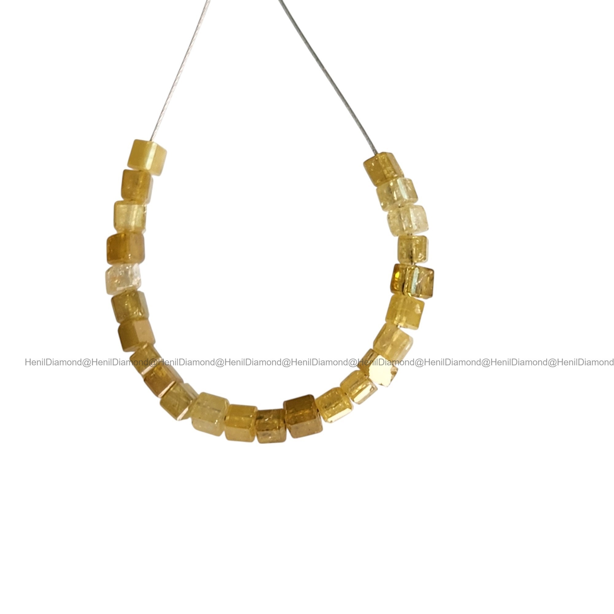 1.00 TCW Natural Yellow Faceted Cube Diamond Beads with Drilled Hole | 1.50–2.00 MM Sparkling Loose Diamonds for Jewelry Making