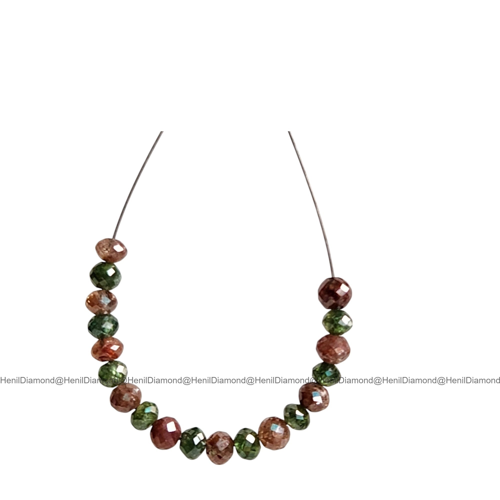 2.01 Ct 1.50-2.00 MM Natural Green Red Round Diamond Beads with Drilled Hole for Jewelry