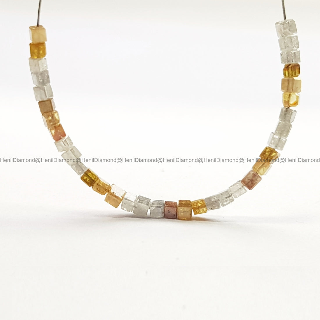 5.02 Ct Natural Yellow Gray Faceted Cube Diamond Beads with Drilled Hole | 1.50–2.00 MM Sparkling Loose Diamonds for Jewelry Making
