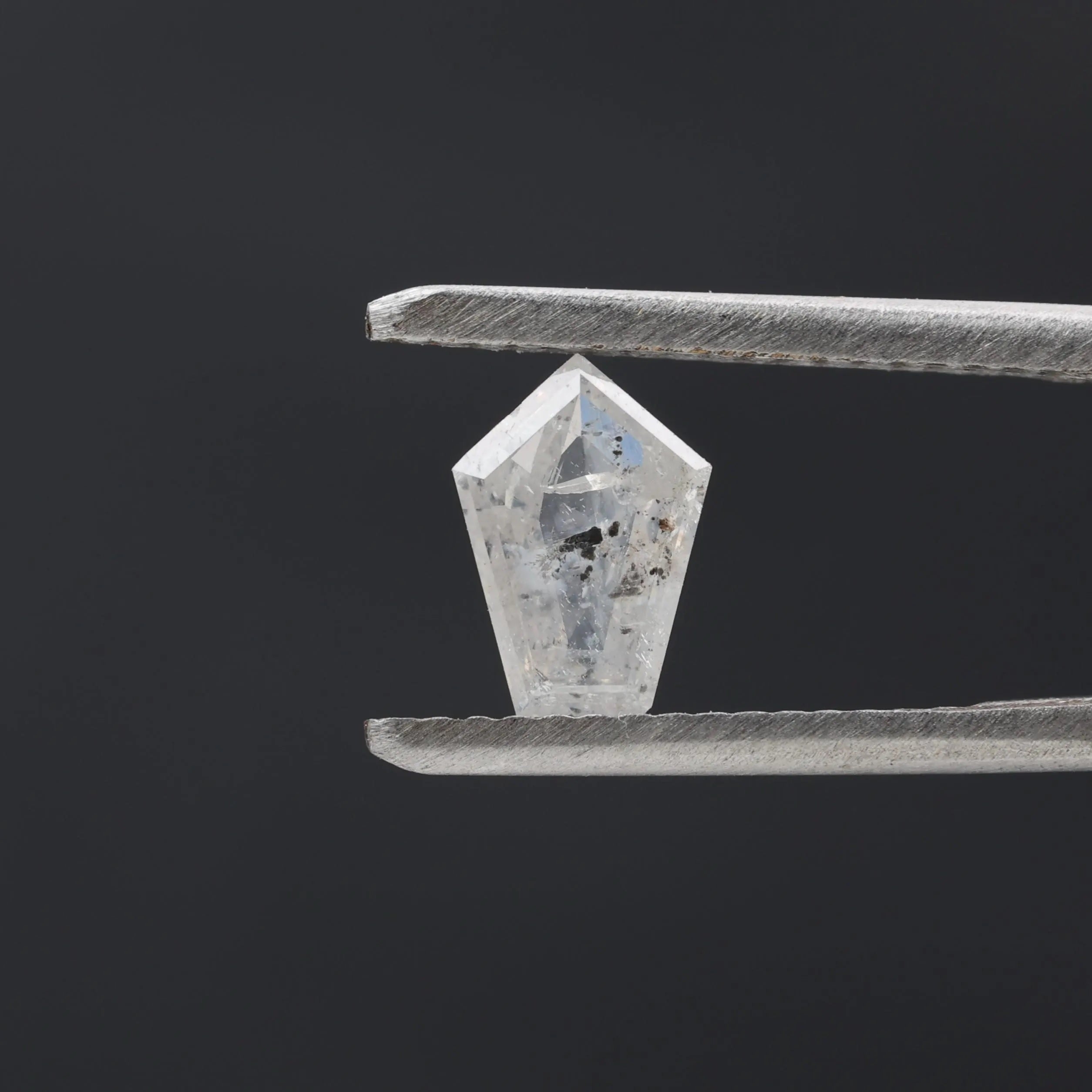 0.55 Carat Salt and Pepper Diamond, Natural Gray Shield Loose Diamonds for Minimalist Engagement Ring