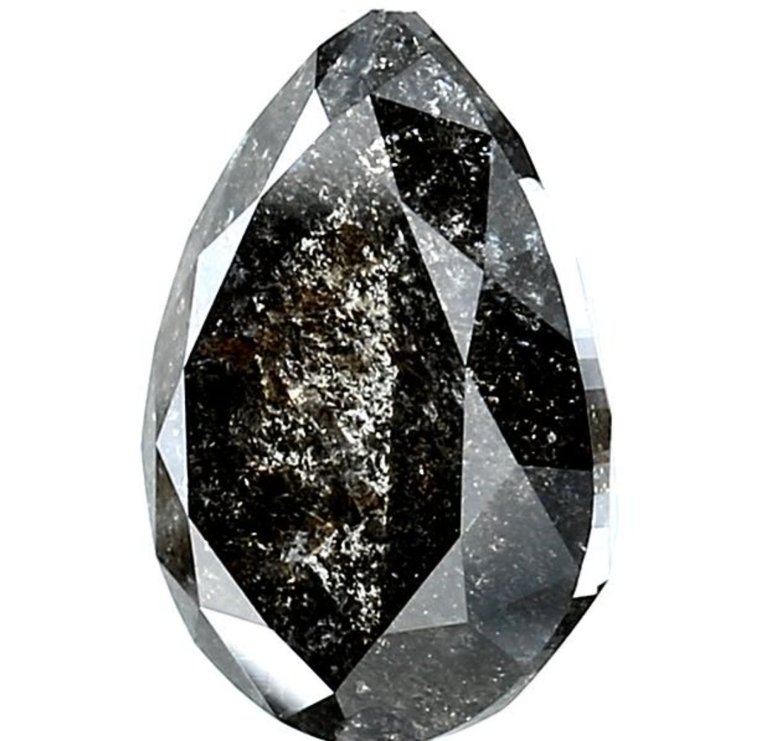 Salt and Pepper Diamond, 5.17 Ct Natural Gray Color Pear Cut Loose Diamond for Engagement Ring