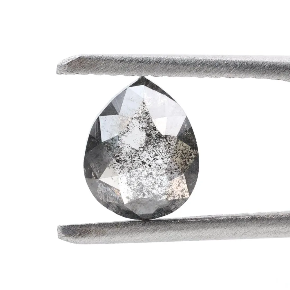 1.12 Ct Salt and Pepper Diamond, Natural Smokey Gray Color Pear Cut Loose Diamonds for Engagement Ring