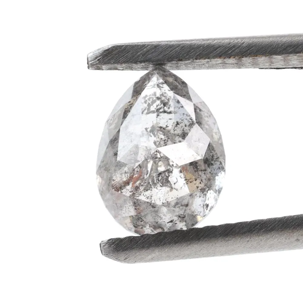 1.93 Ct Salt and Pepper Diamond, Natural Gray Color Pear Cut Loose Diamonds for Engagement Ring