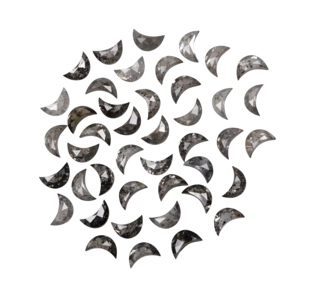 1.00 Ct Salt and Pepper Diamond, 4.00 MM – Natural Gray Color Half Moon For Jewelery