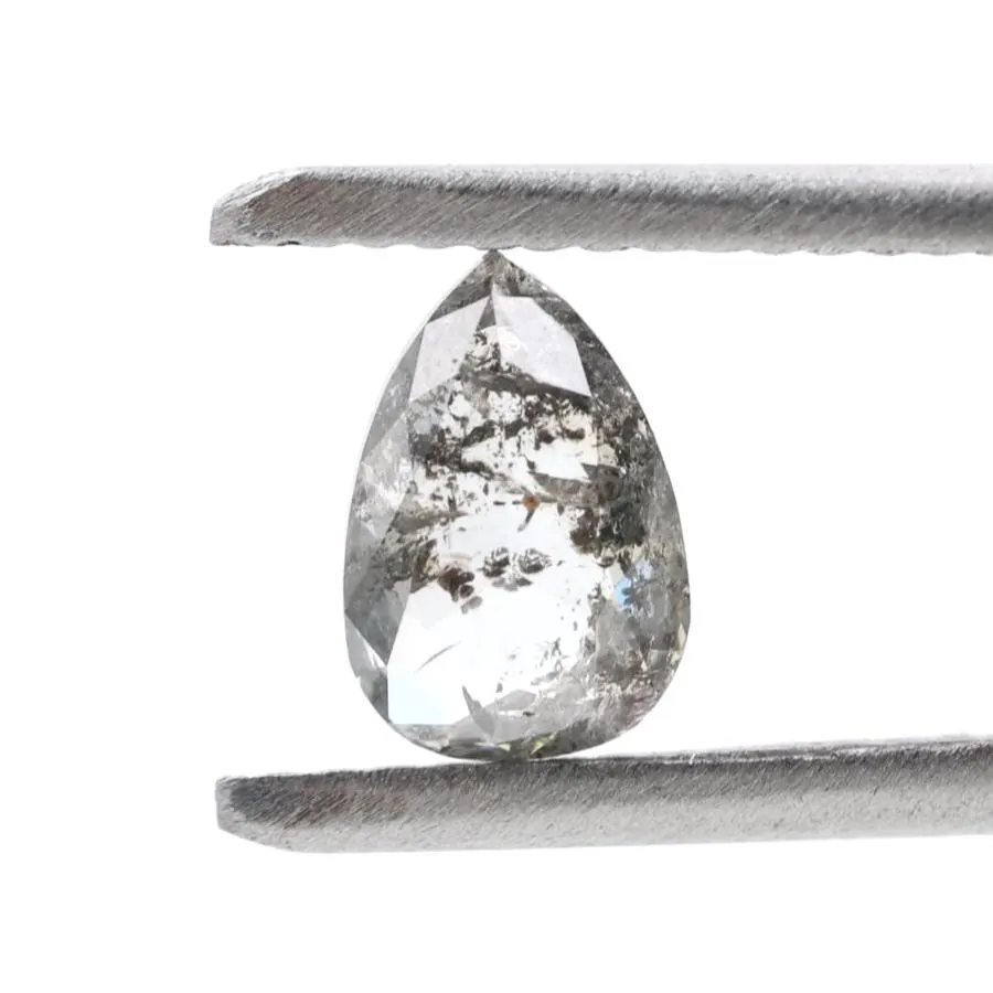 0.80 Ct Salt and Pepper Diamond, Natural Gray Color Pear Cut Loose Diamonds for Engagement Ring