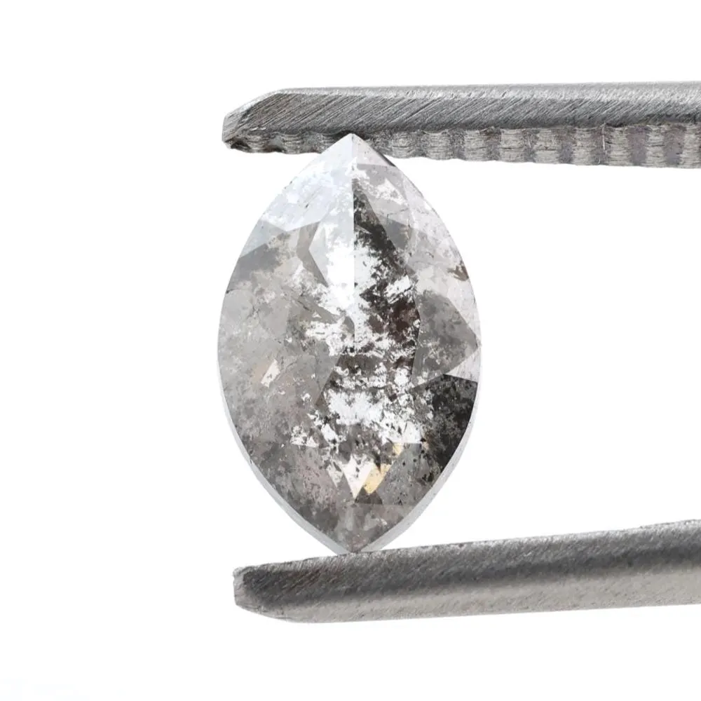 1.25 Carat Salt and Pepper Diamond, Natural Gray Color Marquise Loose Diamond for Engagement Ring
