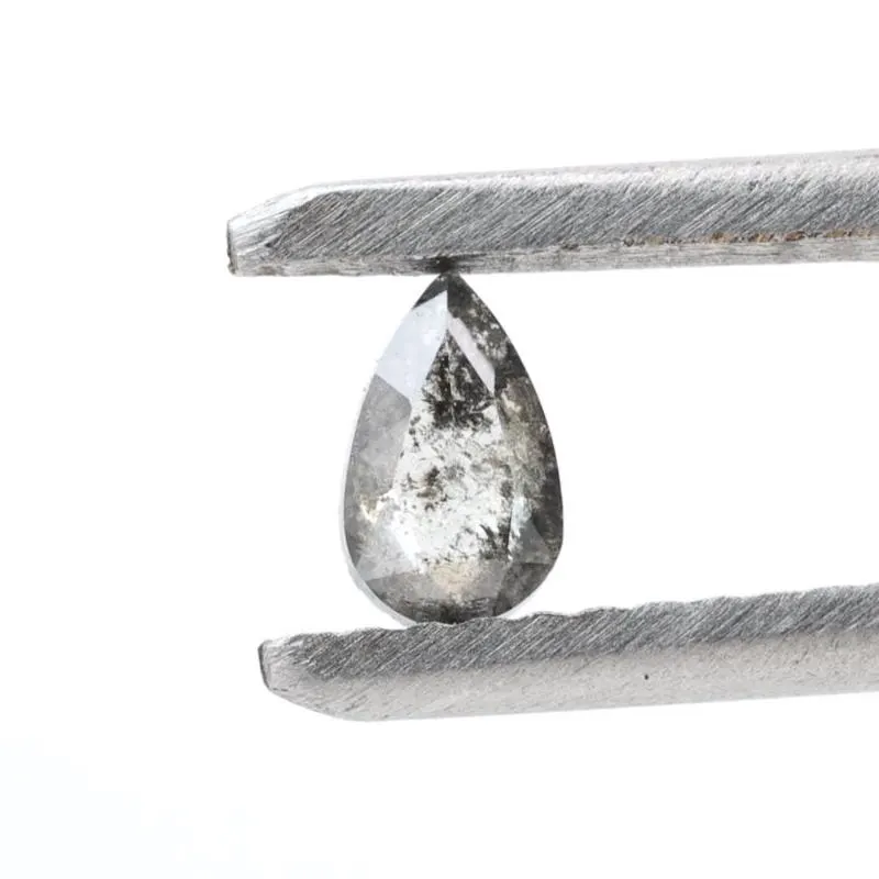 0.23 Ct Salt and Pepper Diamond, Natural Gray Color Pear Cut Loose Diamonds for Wedding Ring