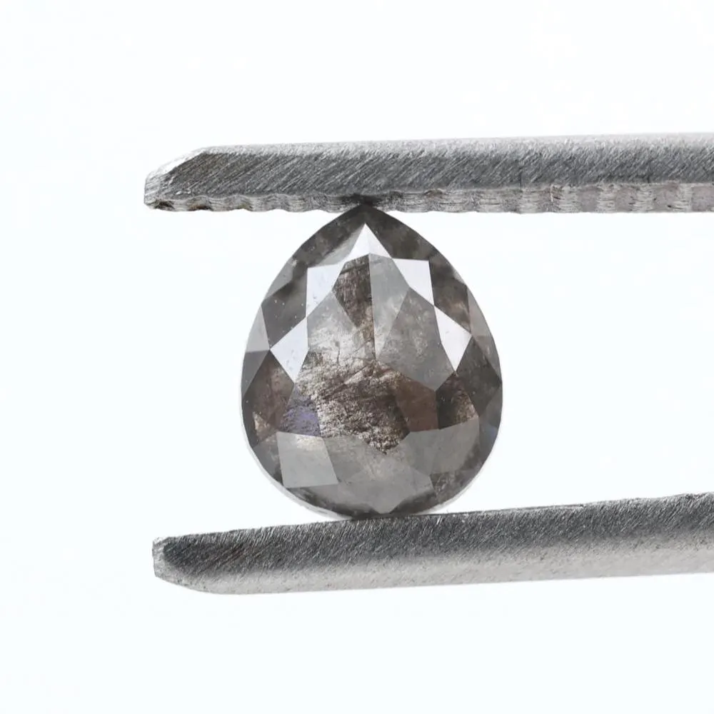0.87 Ct Salt and Pepper Diamond, Natural Smokey Gray Color Pear Cut Loose Diamonds for Engagement Ring