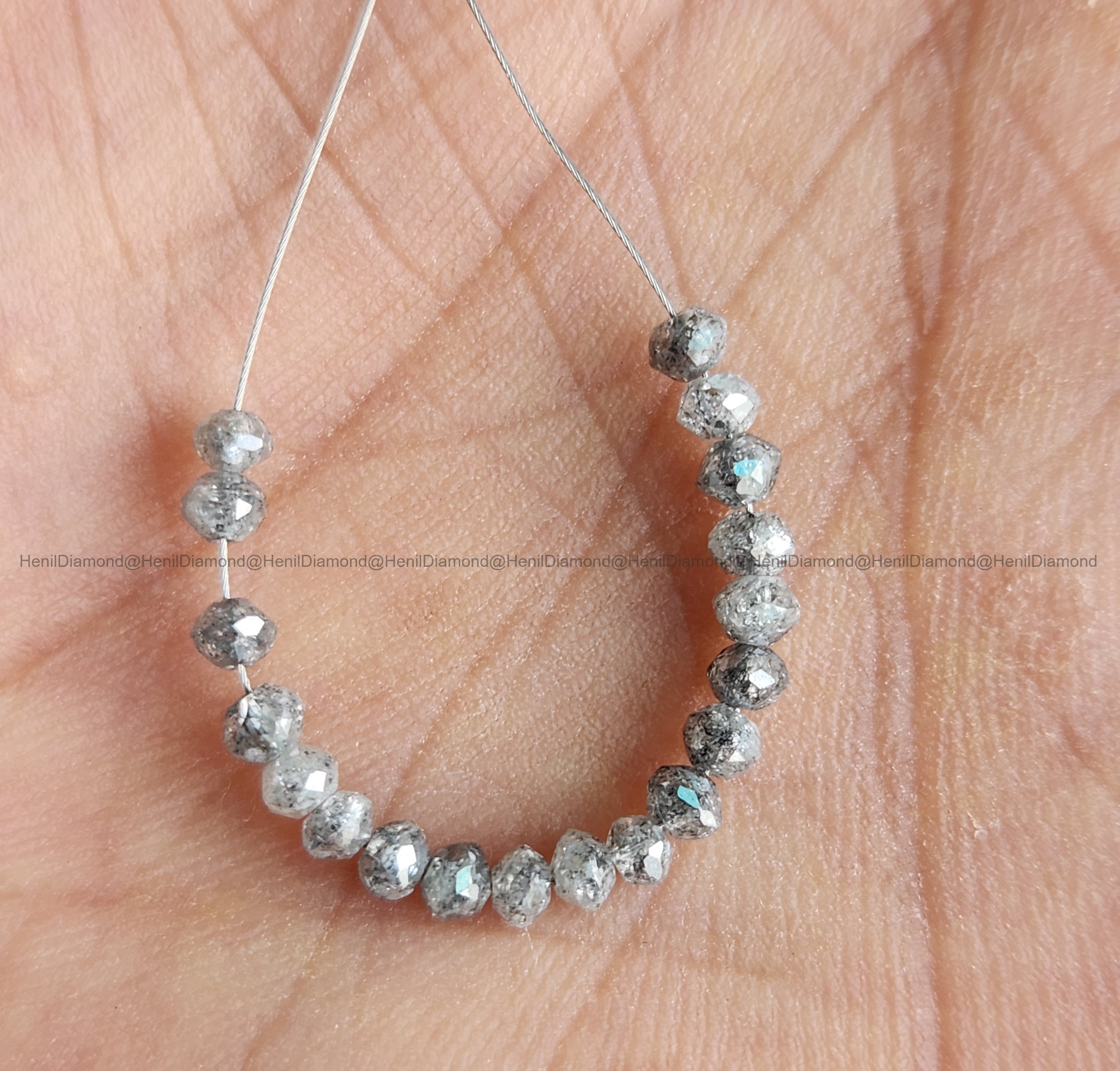 1.00 Carat Natural Gray Faceted Round Diamond Beads with Drilled Hole | 2.00-3.00 MM Loose Diamonds for Jewelry Making