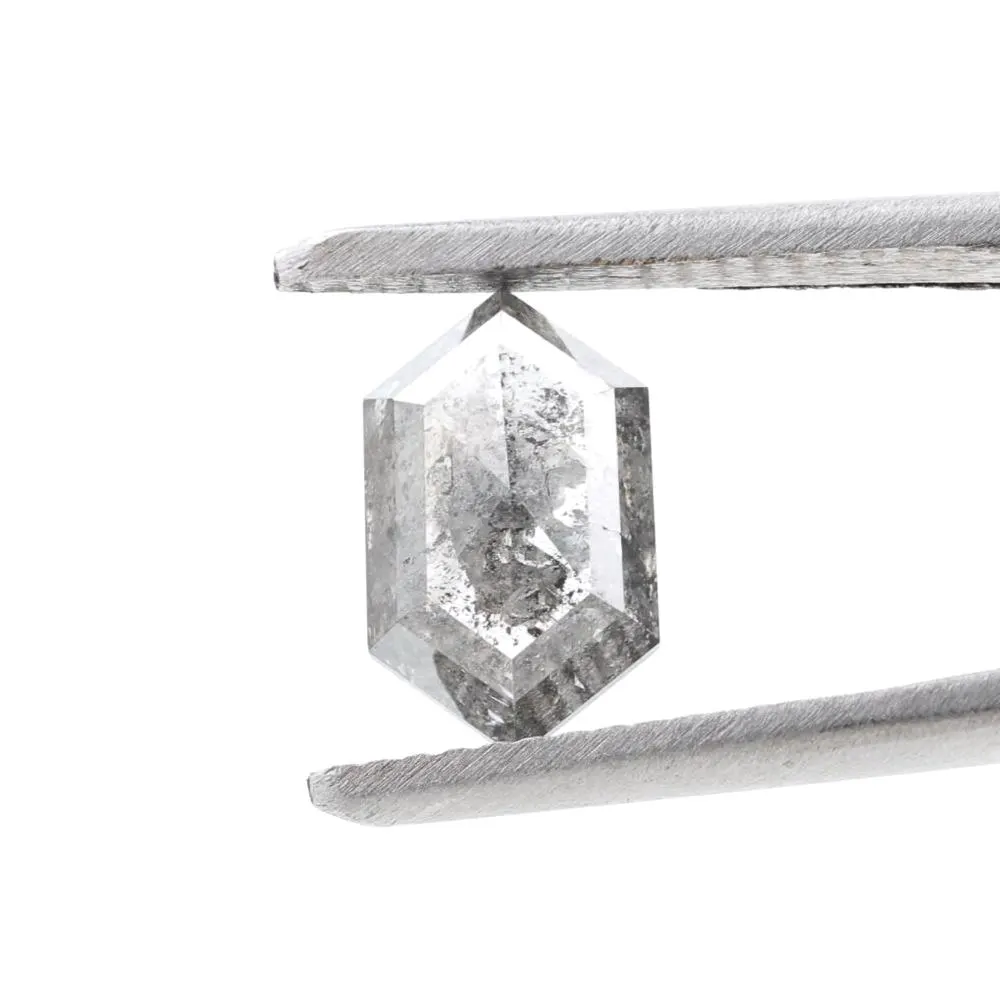 2.08 Ct Salt and Pepper Diamond, Natural Gray Color Hexagon Cut Loose Diamonds for Engagement Ring