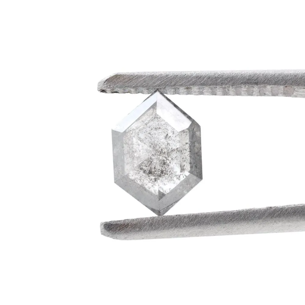0.99 Ct Salt and Pepper Diamond, Natural Gray Smokey Hexagon Cut Loose Diamonds for Wedding Ring
