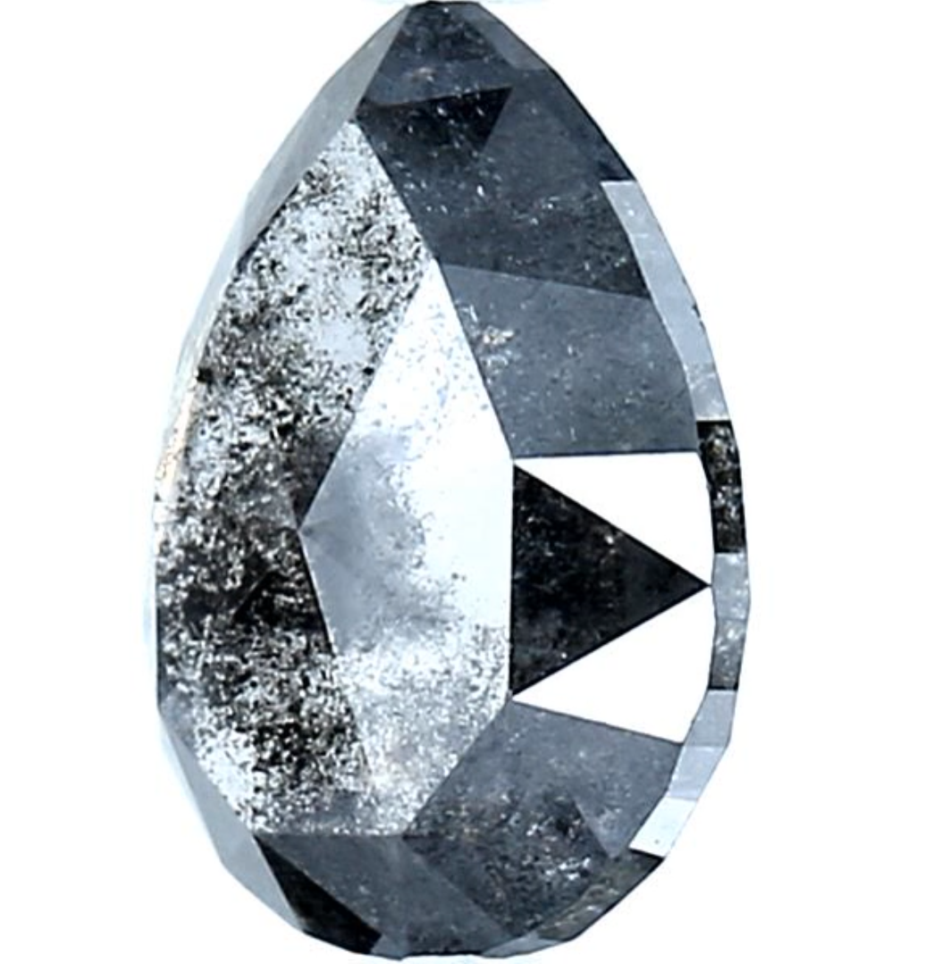 Salt and Pepper Diamond, 2.45 Ct Natural Gray Color Pear Cut Loose Diamonds for Engagement Ring