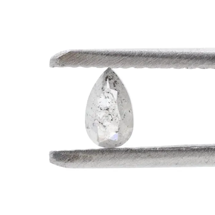 0.26 Ct Salt and Pepper Diamond, Natural Gray Color Pear Cut Loose Diamonds for Engagement Ring