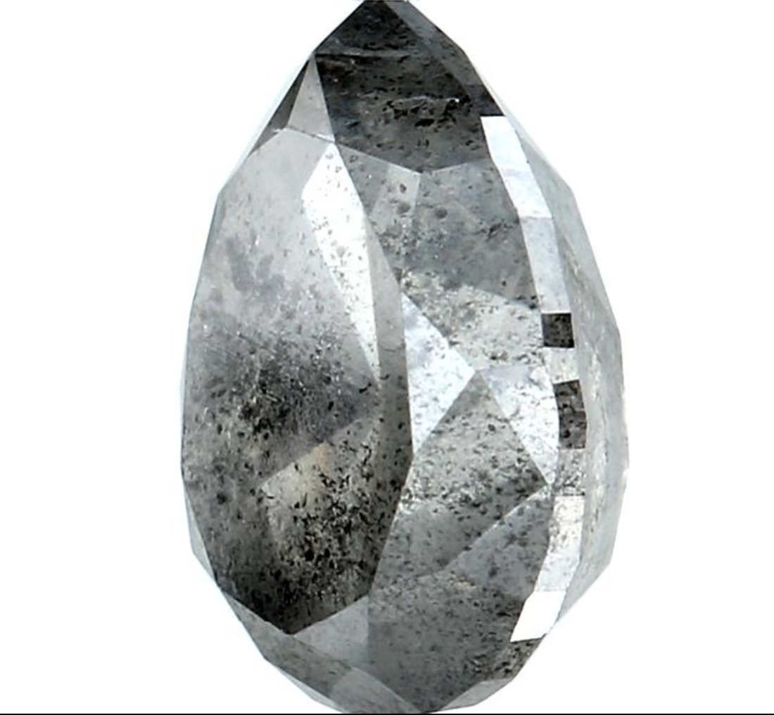 Salt and Pepper Diamond, 3.36 Ct Natural Gray Color Pear Cut Loose Diamonds for Engagement Ring