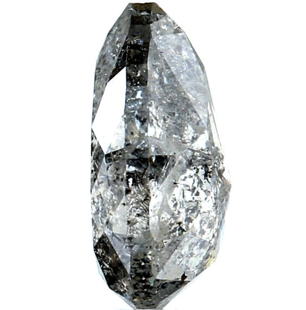 2.06 Ct Salt and Pepper Diamond, Natural Gray Color Pear Cut Loose Diamonds for Engagement Ring