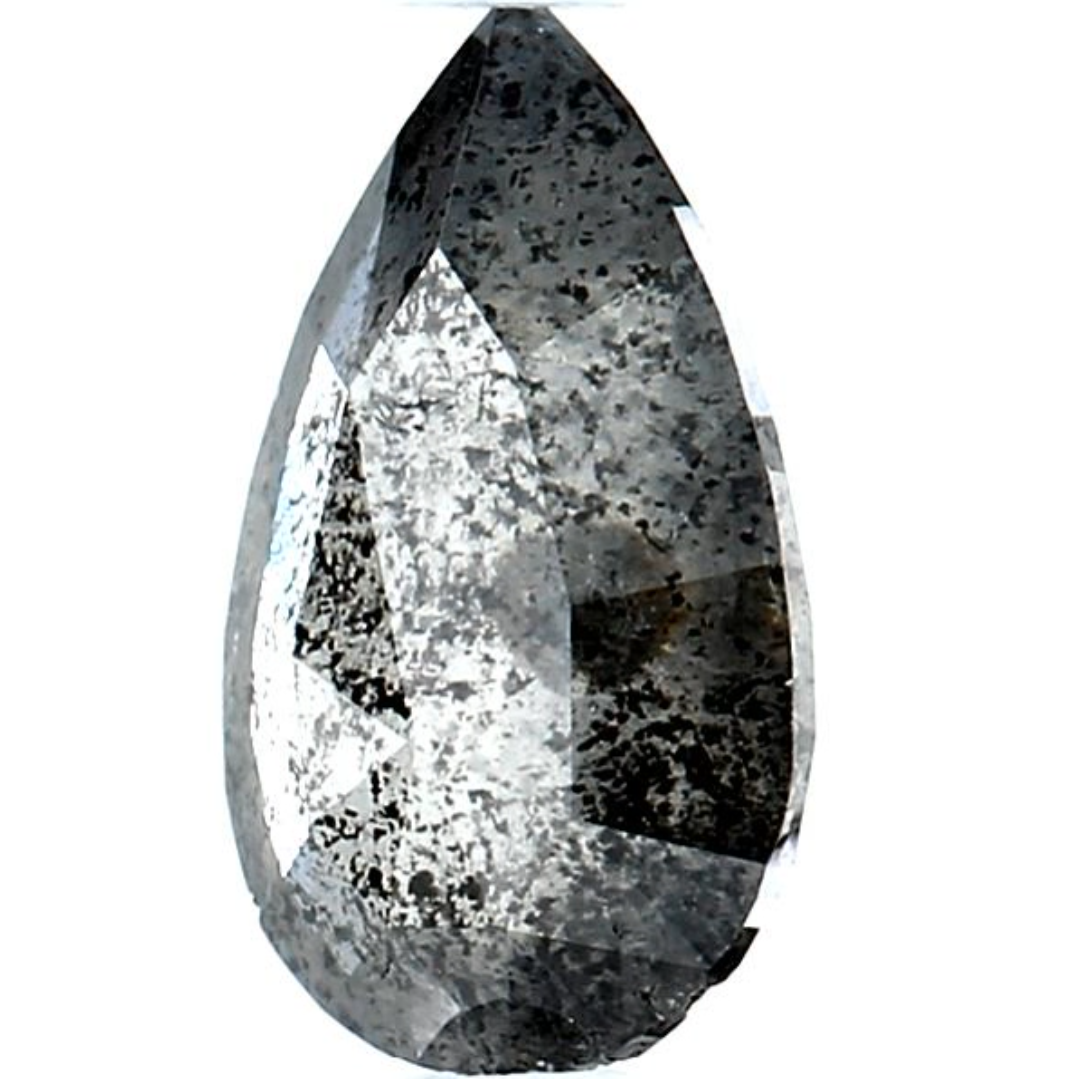 Salt and Pepper Diamond, 1.18 Ct Natural Gray Color Pear Cut Loose Diamonds for Engagement Ring