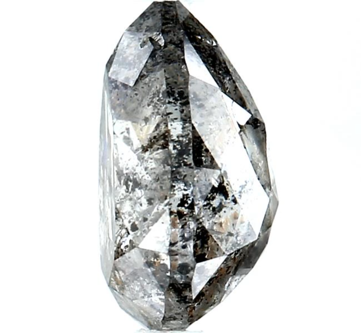 Salt and Pepper Diamond, 2.29 Ct Natural Gray Color Pear Cut Loose Diamonds for Engagement Ring