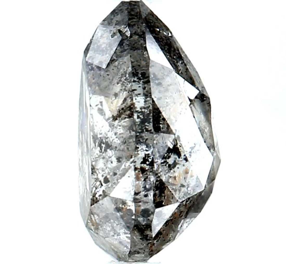 Salt and Pepper Diamond, 2.29 Ct Natural Gray Color Pear Cut Loose Diamonds for Engagement Ring