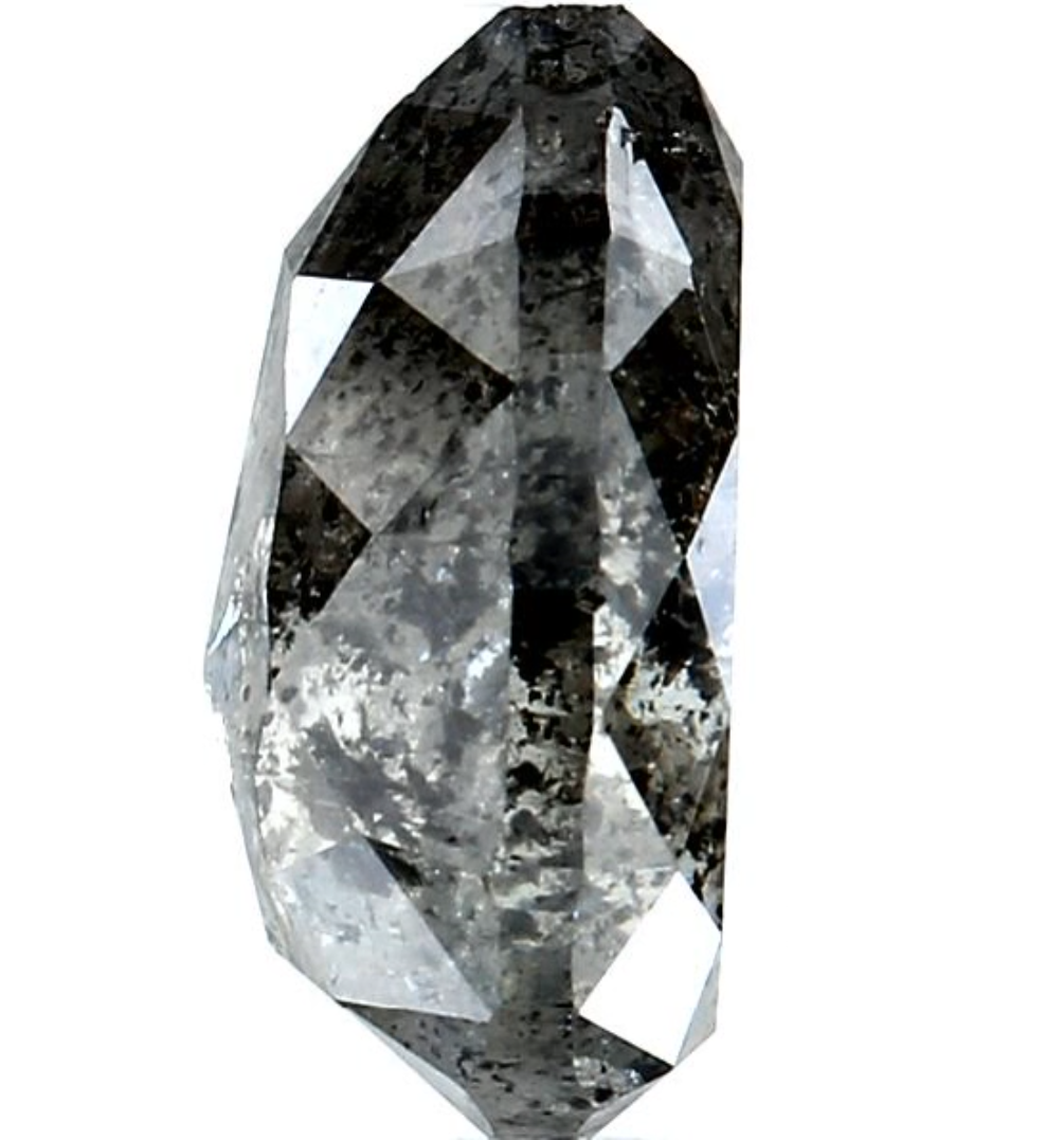Salt and Pepper Diamond, 2.92 Ct Natural Gray Color Pear Cut Loose Diamonds for Engagement Ring